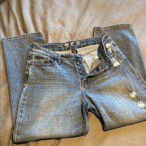 Blue Button-Fly Jeans